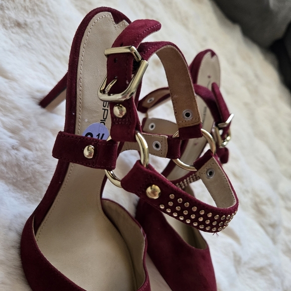 Via Spiga Strappy Heels Maroon Size 8.5 - Picture 6 of 7
